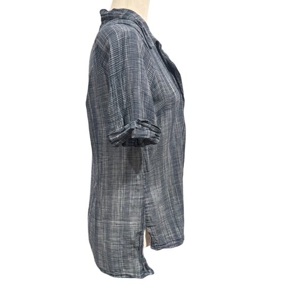 Erica Tanov Blue Plaid Cotton Tunic Shirt – Size 0 - Picture 4 of 7